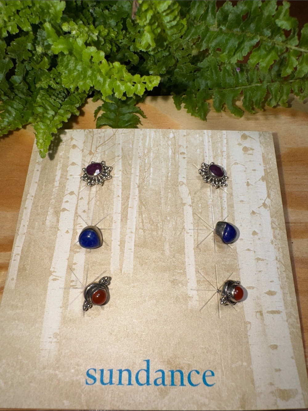 Sundance Trio Gemstone Stud Earring Set — Blue, Purple, Red